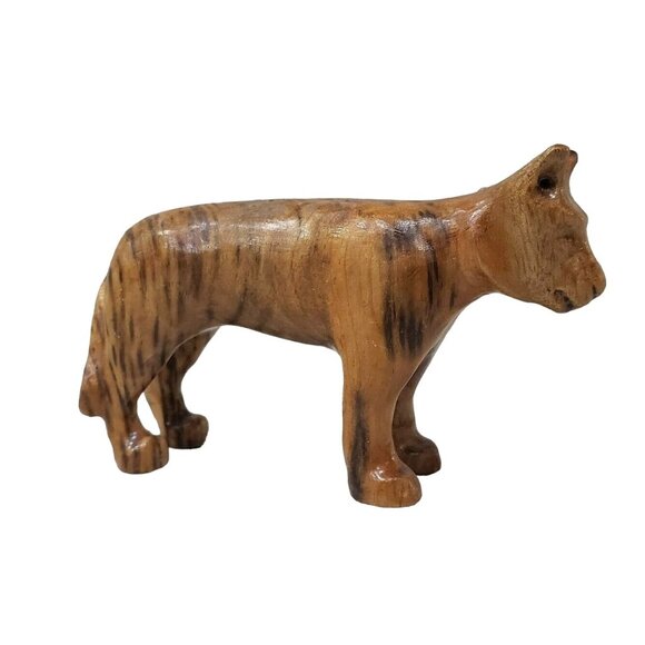 Hand Carved Wooden Tiger Figurine Animal Decor Wood Cat Bill Payne Oklahoma - Picture 2 of 8